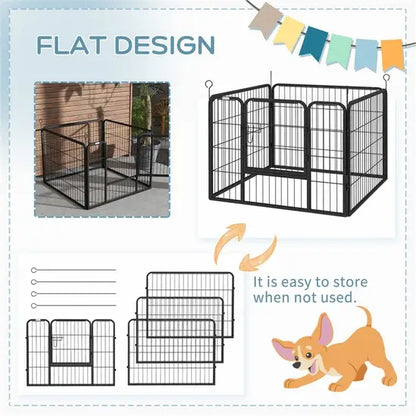 4-Panel Heavy Duty Metal Dog Playpen 60cm High Foldable Puppy Exercise Fence Black